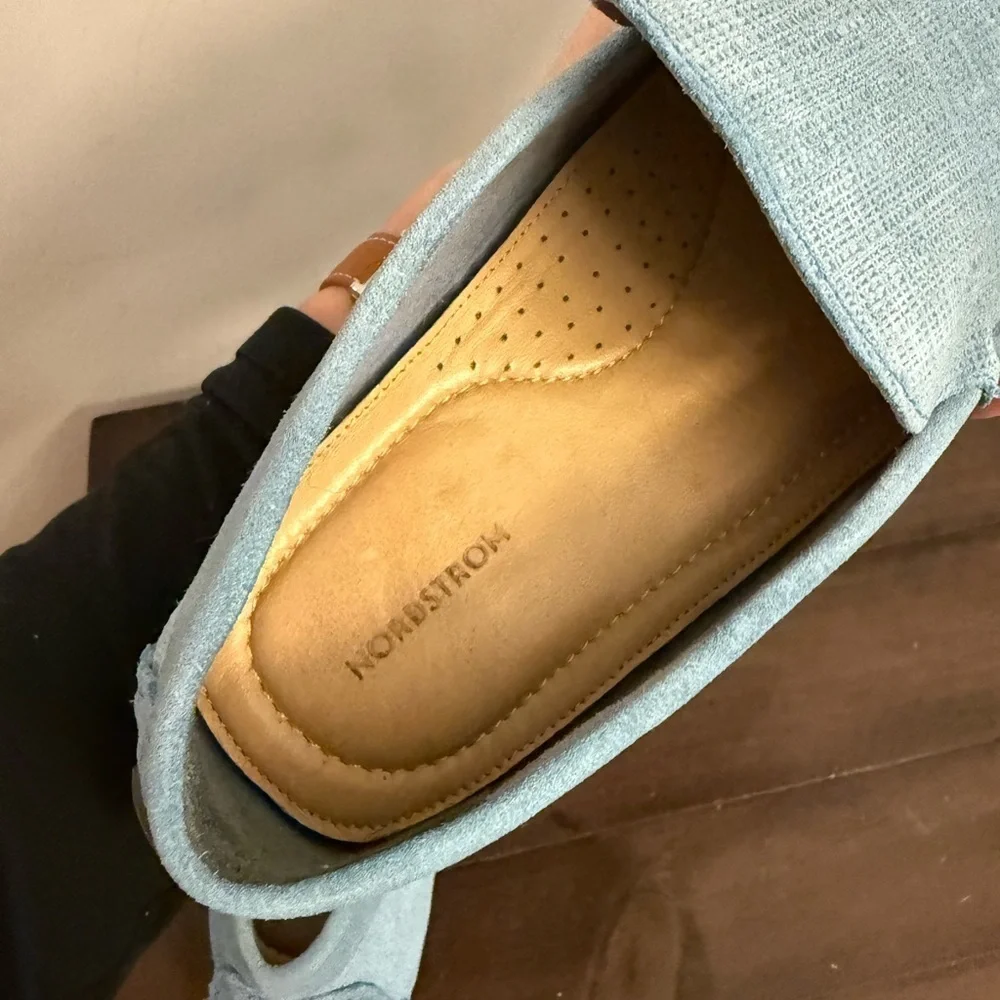 Nordstrom Men’s Light Blue Textured Loafers Slip On Driving Shoes Size 11.5 M
